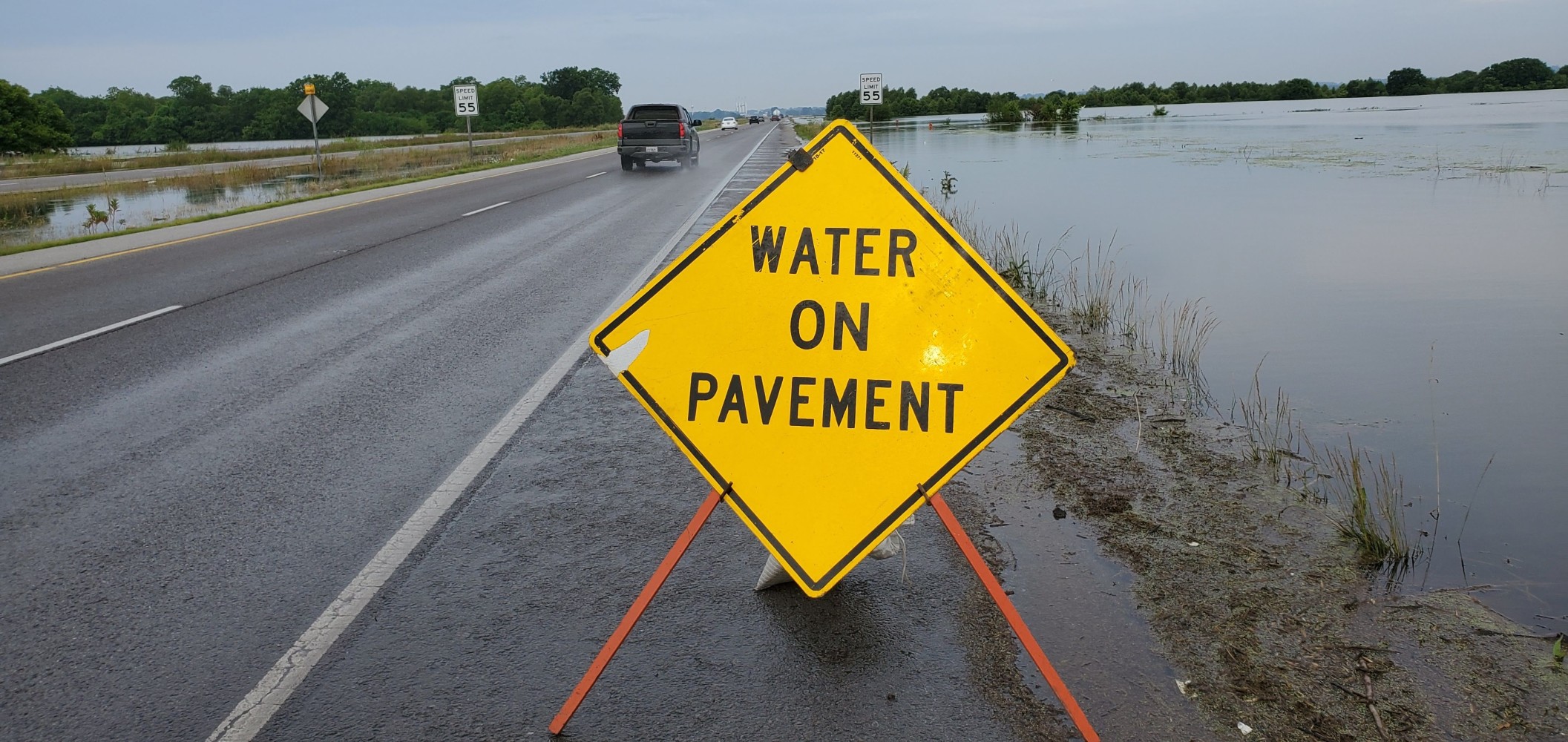 Ironically, at this point, the water wasn't on the pavement, which is why I was willing to stop and take a picture.