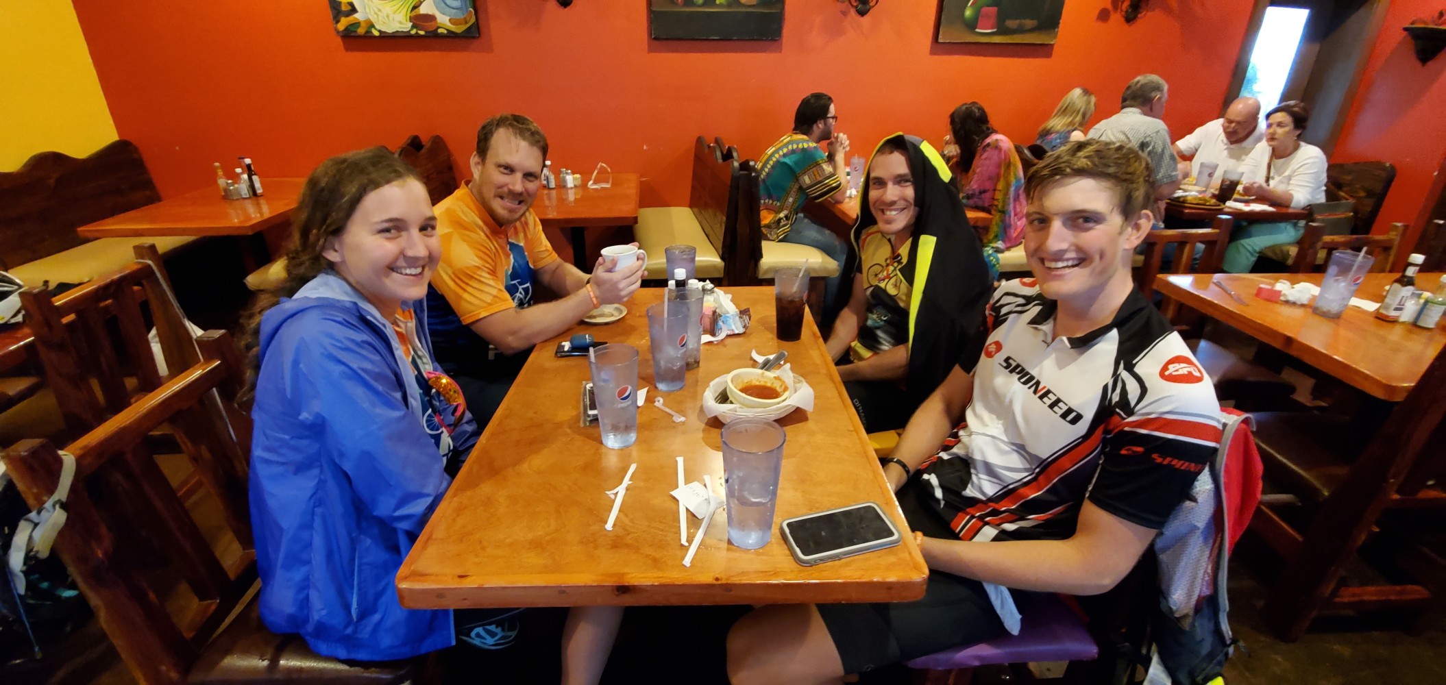 More East-West TransAm riders, fueling upnfor the climb to Eminence.