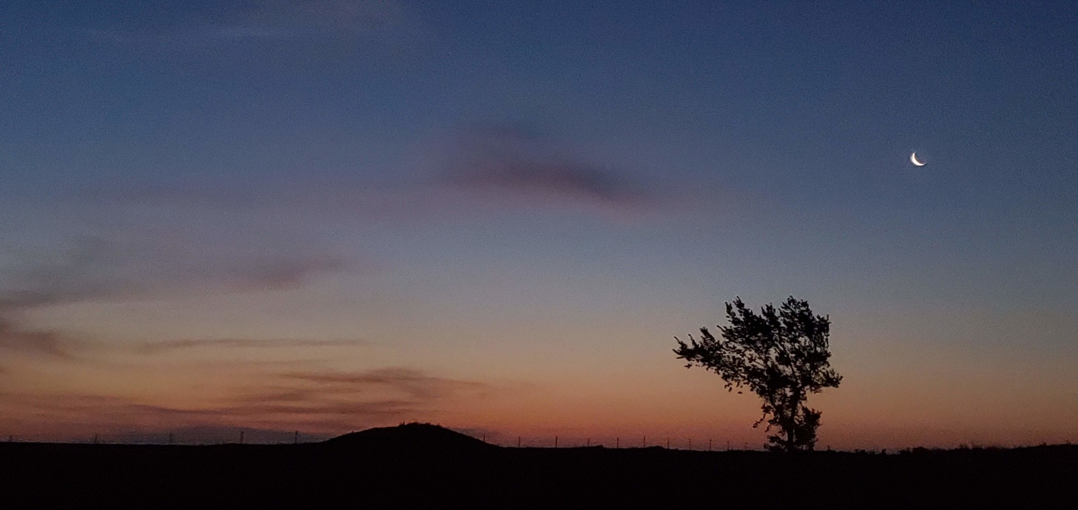 Dawn with the waning crescent moon