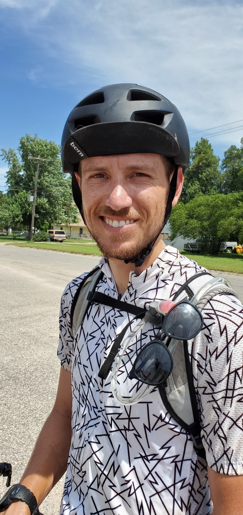 I met Damon at the grocery store in Nickerson. He's a schoolteacher, and is riding across the country on his summer break, also going west, so it is possible I'll see him again!
