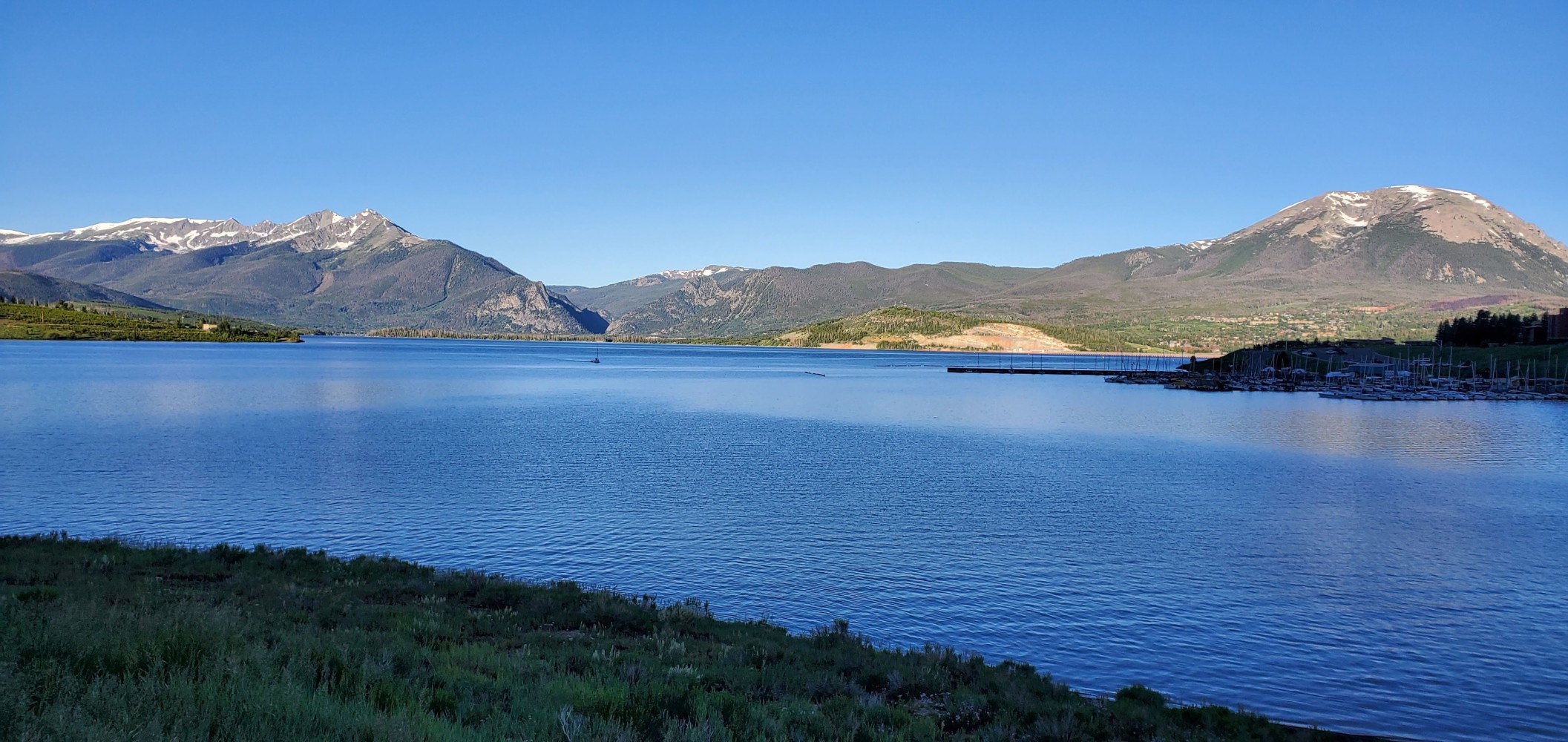 Lake Dillon and the mountains.