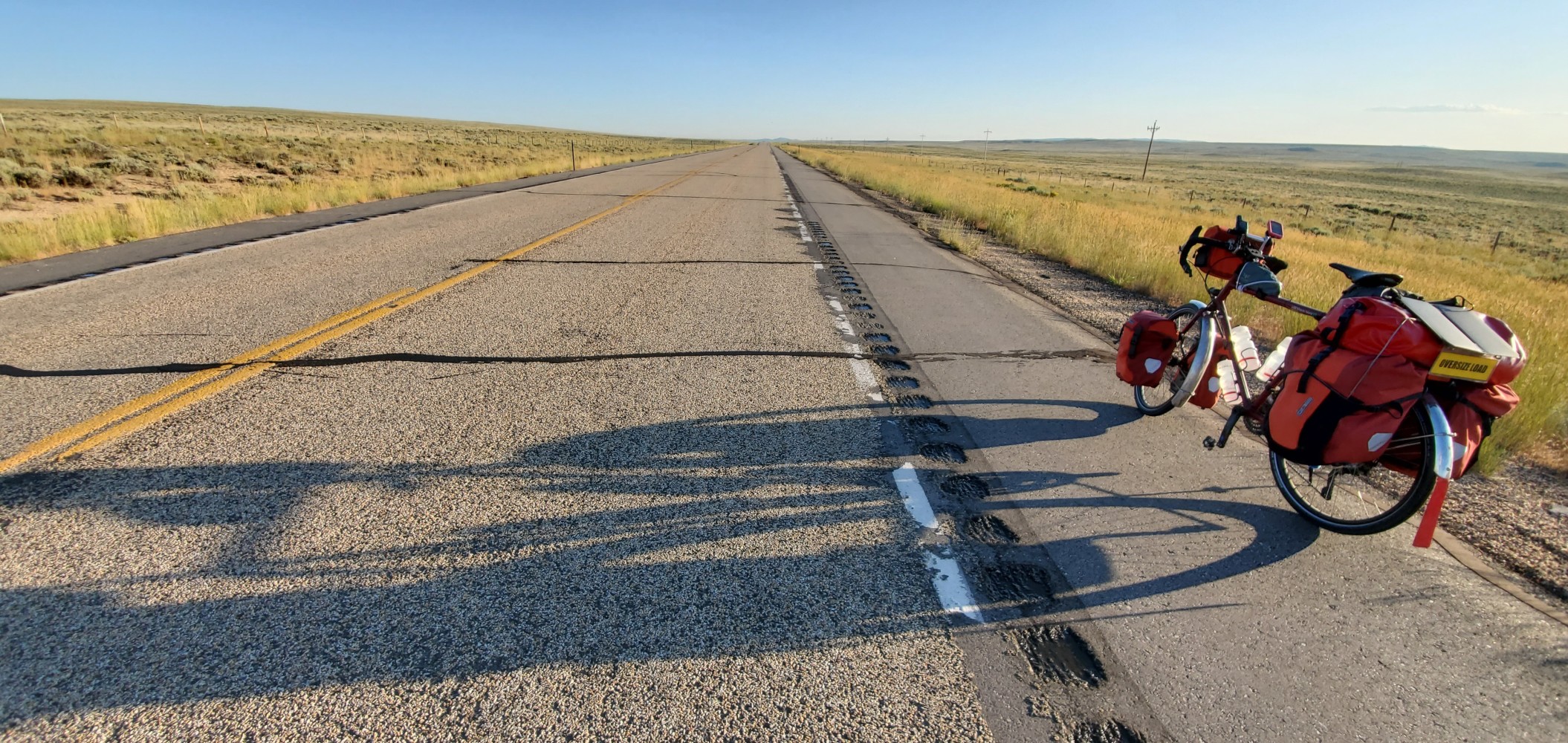 These luxuriously wide shoulders of the first twenty miles gave way to a freeway construction zone. 😉