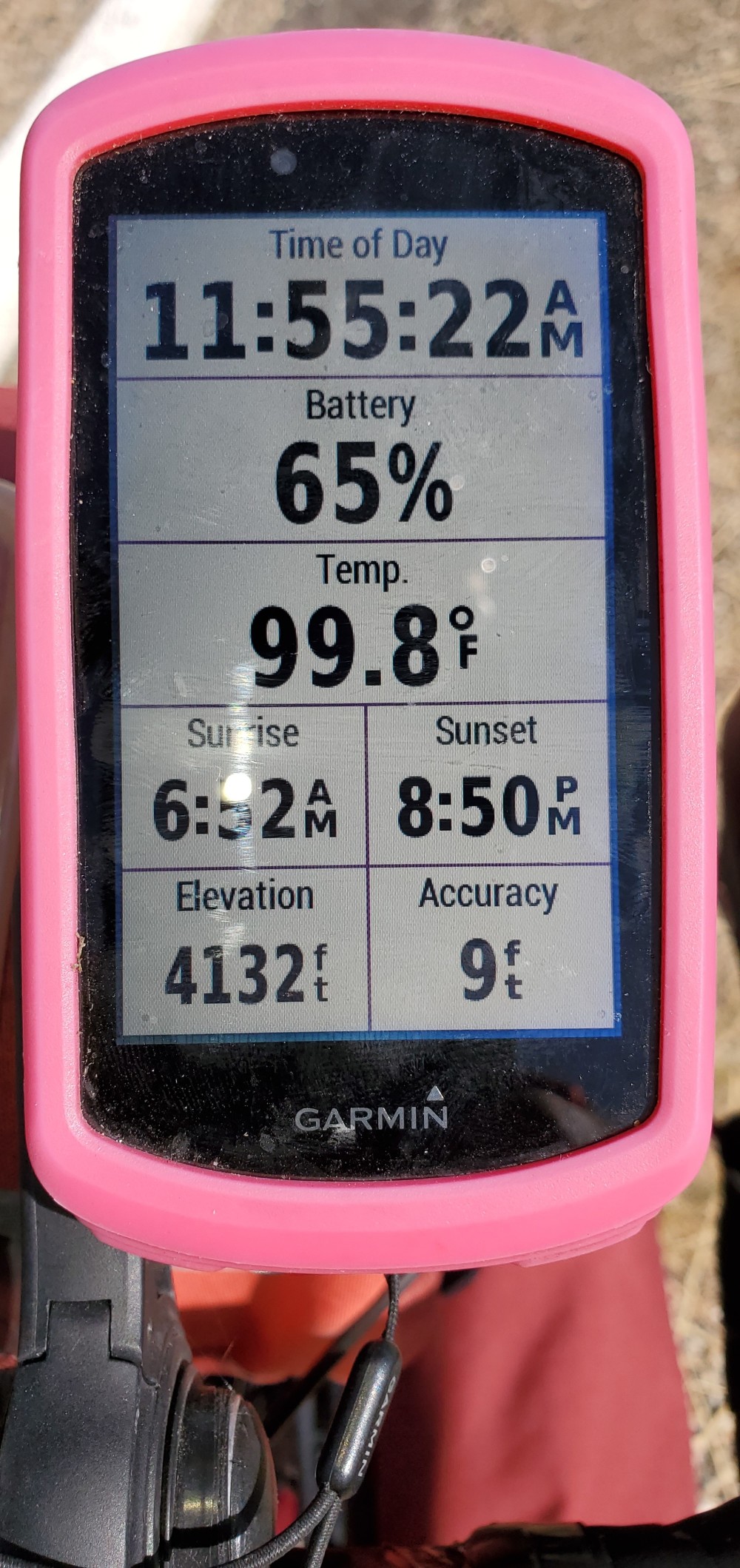 Check out the altitude reading on my Garmin and compare it to the sign below!