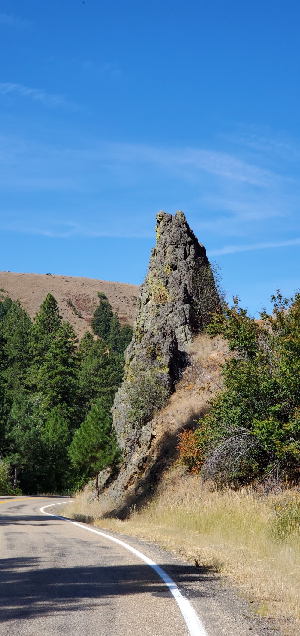 Volcanic outcropping beside the road