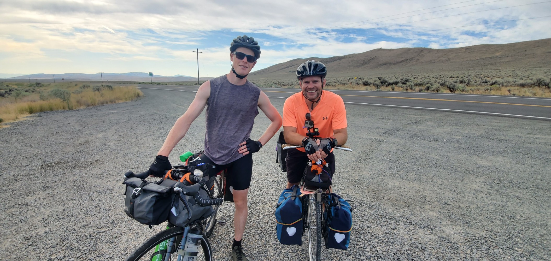 Darn, I forgot these guys' names! The guy on the left, from England, is doing the TransAm, eastward. He asked a lot of questions about the roads and people ahead. I only try to say good things. The guy on the right is heading to Denver. He's from Oklahoma.