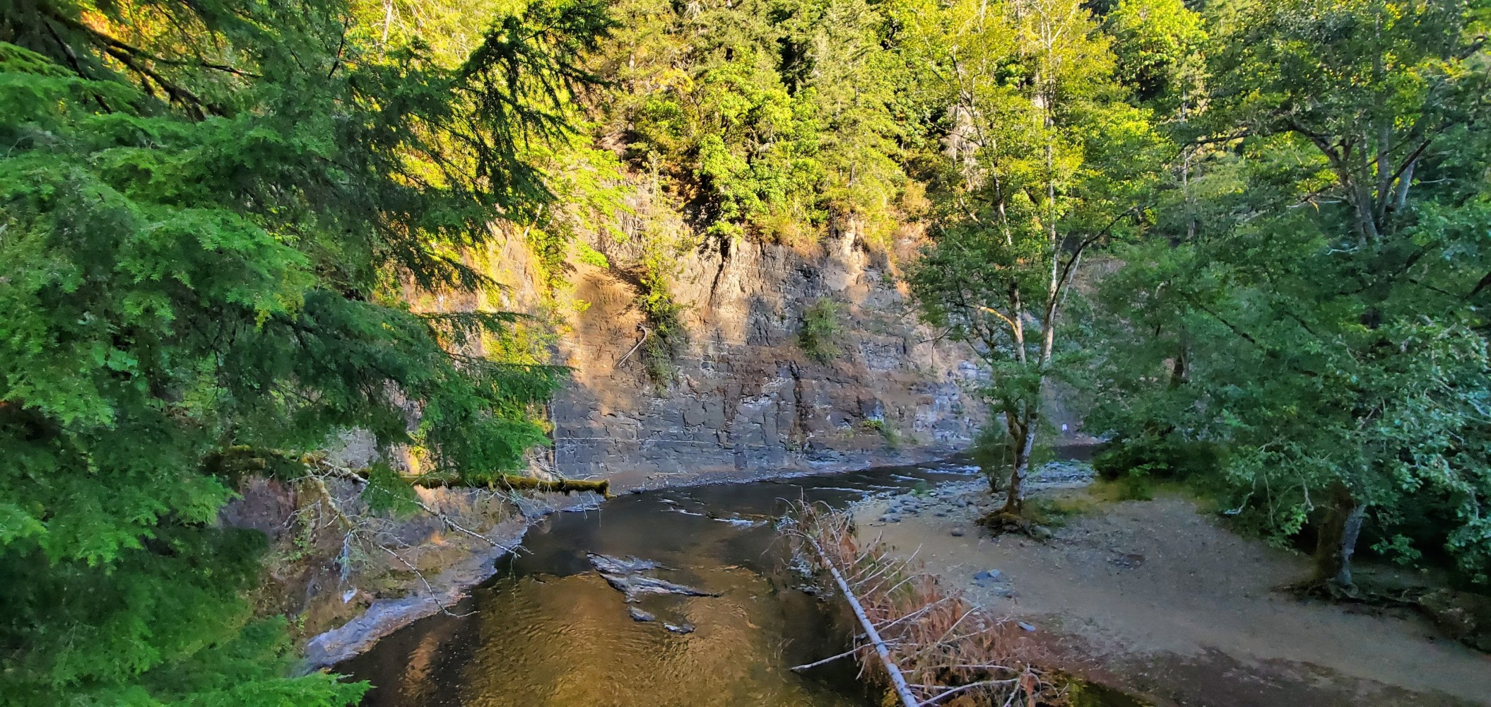 I like this view of the river near Rose Lodge, Oregon.