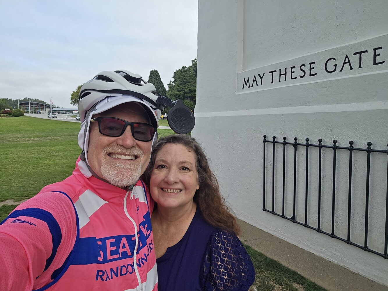 Me and Susan, saying goodbye at the Peace Arch! I was surprised nobody, not a single person, was there, so we we had to settle for a selfie, and you can't really see the arch.