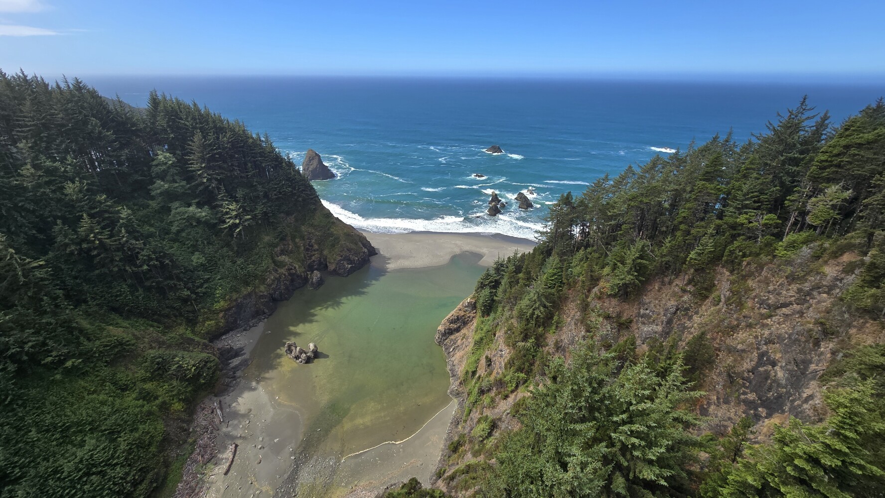 I am a little scared of heights, and I was feeling kind of woozy. It is the highest bridge in Oregon, at 345 feet. While I was feeling nervous, Joe (below) rode up and said something. I hadn't seen him coming, and the hair on the back of my neck stood up.