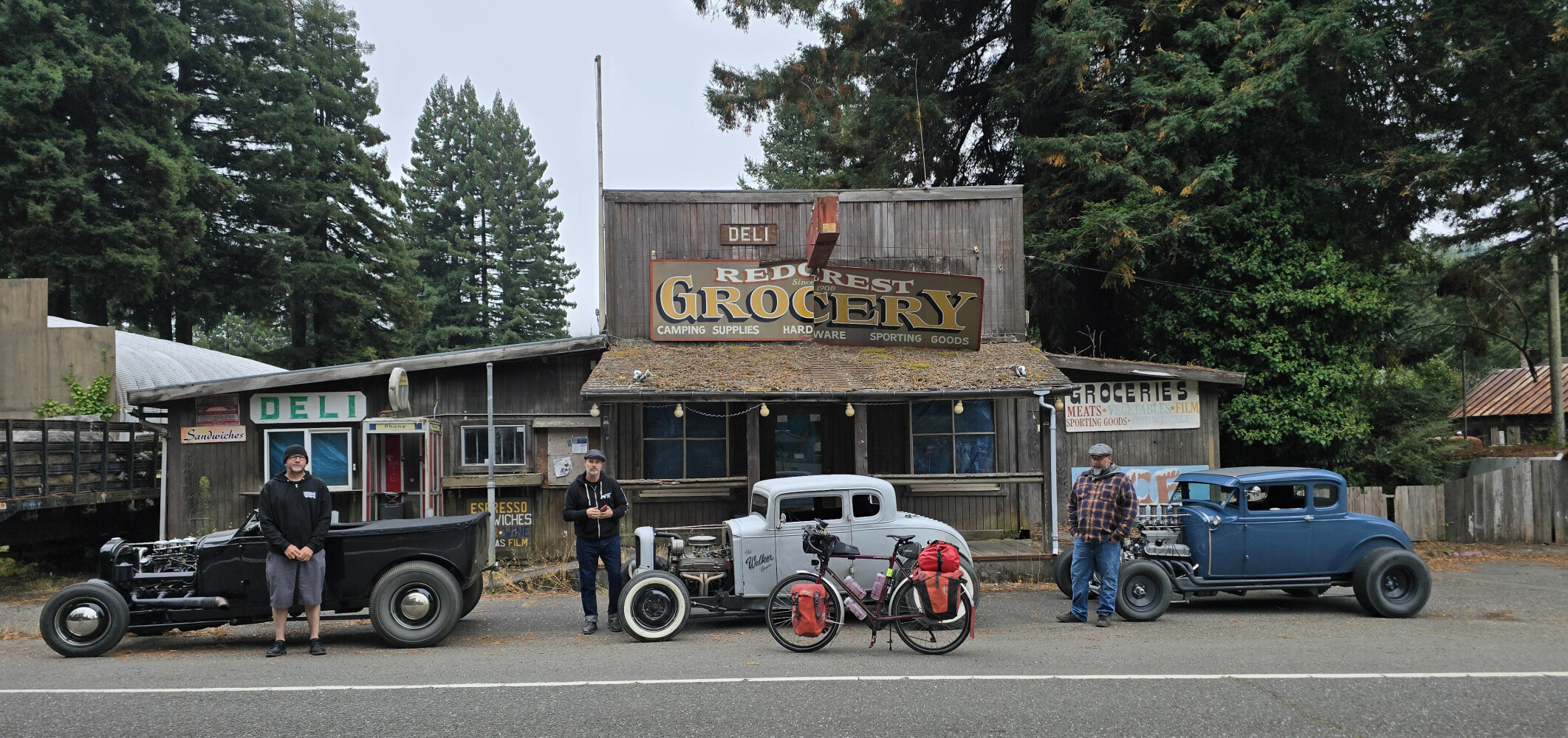The cars: a 1929 Model A, a 1932 Chevy, and a 1930 Model A Coupe. Their owners built them!