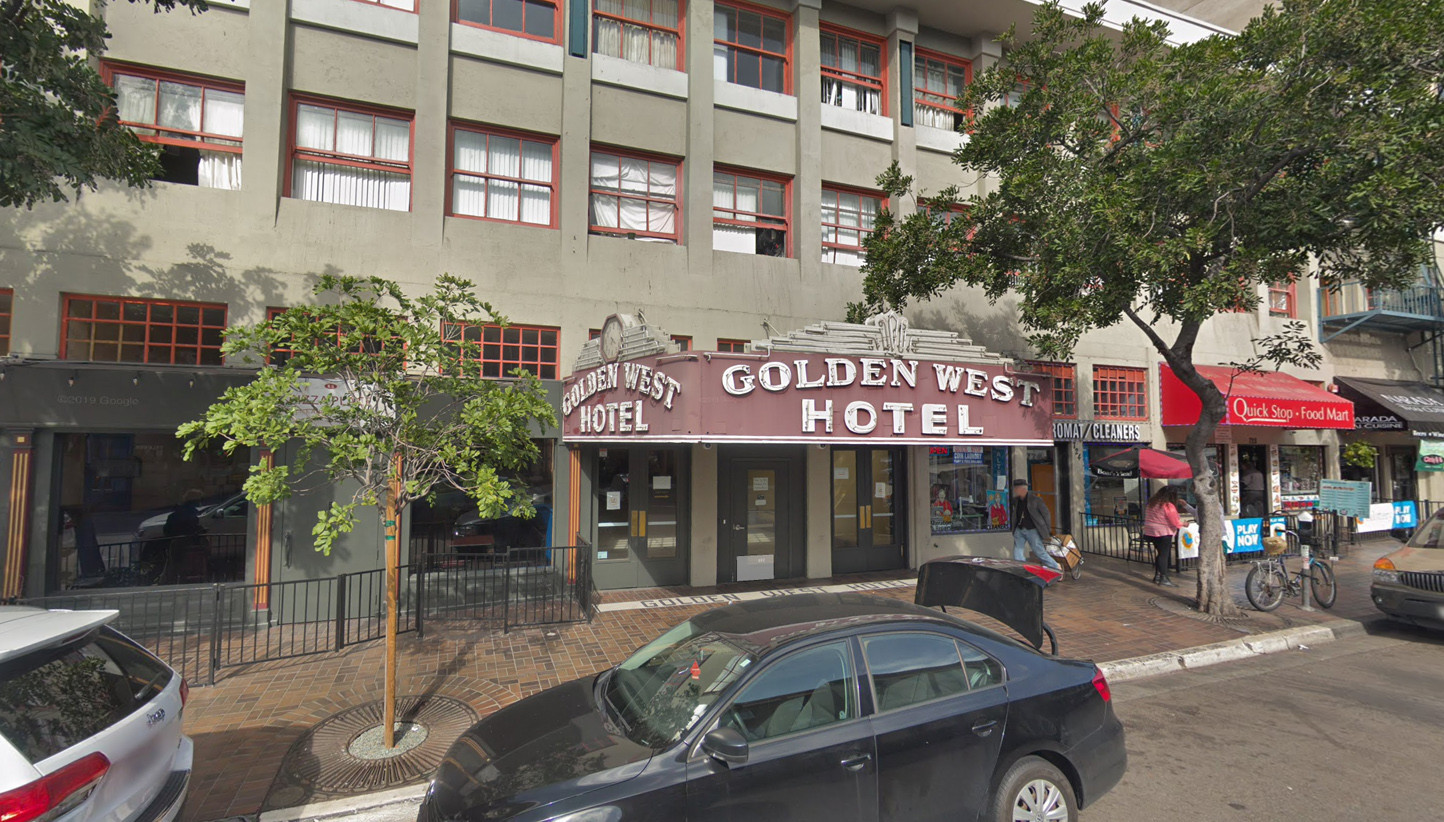Golden West Hotel. One of the few surviving SRO hotels in downtown San Diego. This one was considerably nicer than the Hotel Lamont, which might be why I can't find any pictures of it ANYWHERE!